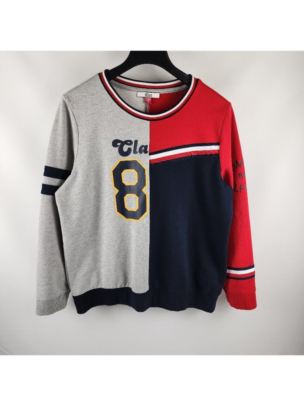 Tommy Hilfiger Denim Sweatshirt Womens XXL Multi Colorblock Graphic VTG Sweater